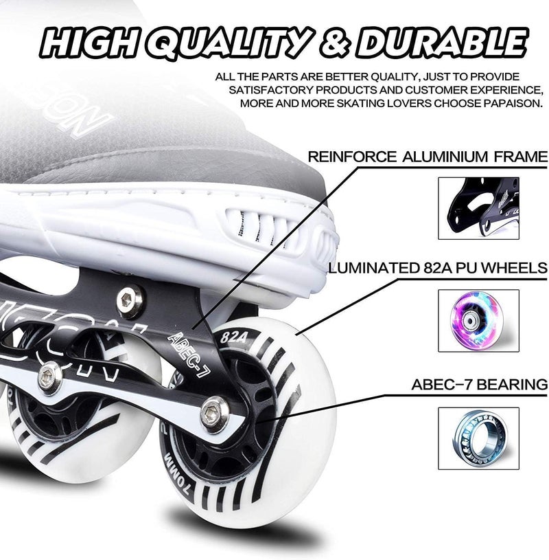 PAPAISON Adjustable Inline Skates for Kids and Adults with Full Light Up Wheels, Outdoor Roller Skates for Girls and Boys, Men and Women - Image 4